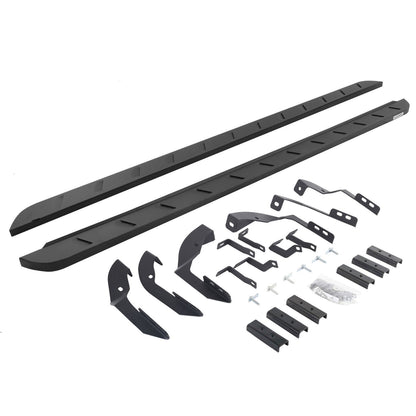 RB10 Slim Line Running Boards 80 Inch With Mounting Brackets Curved Textured Black 2015-2019 Silverado/Sierra 2500 HD Go Rhino