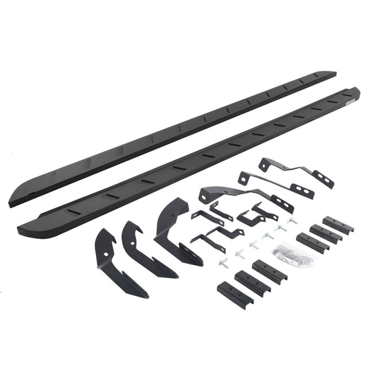 RB10 Slim Line Running Boards 80 Inch With Mounting Brackets Curved Textured Black 2015-2019 Silverado/Sierra 2500 HD Go Rhino