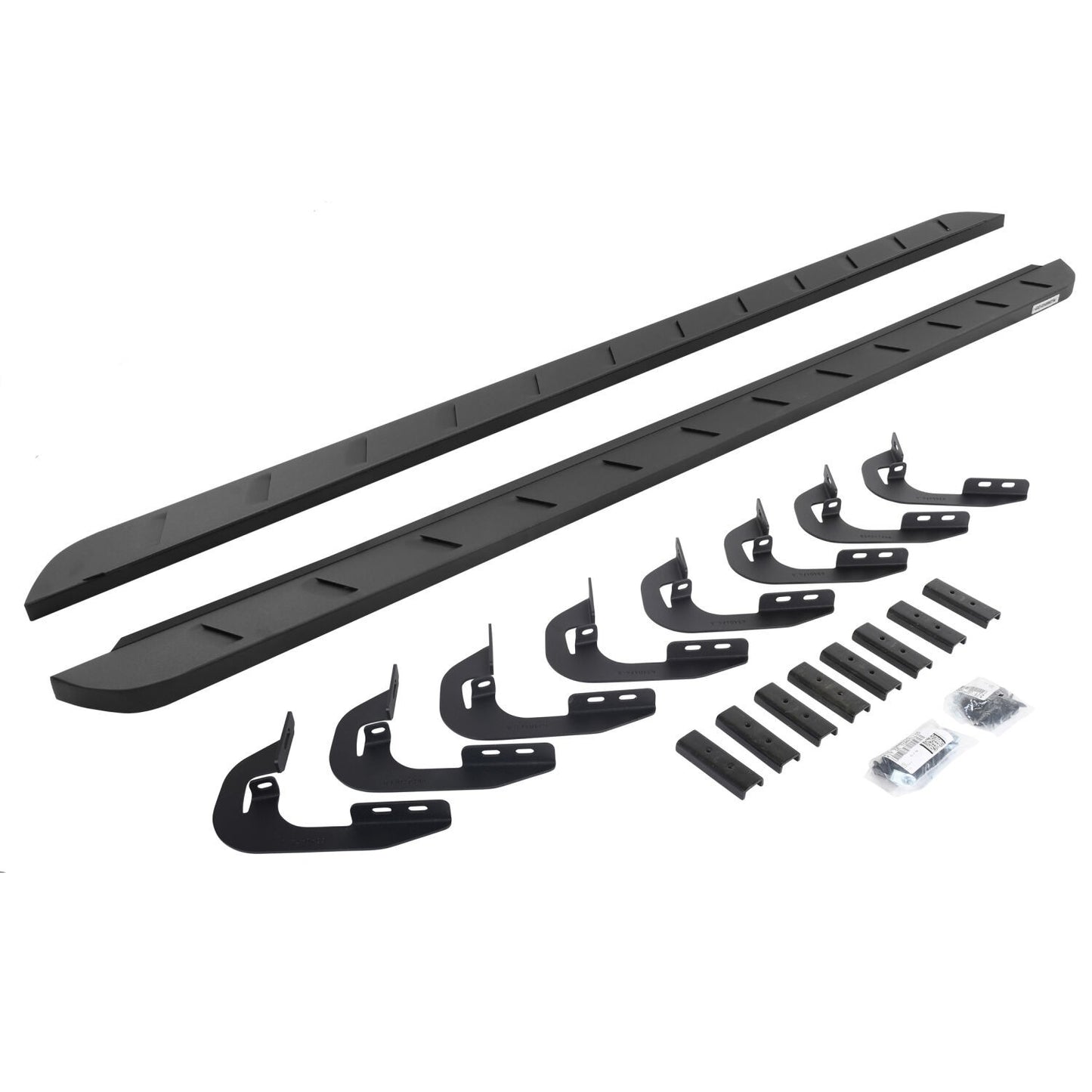 RB10 Slim Line Running Boards With Mounting Brackets Curved Textured Black 2014-2018 Silverado/Sierra 1500/2500 HD Go Rhino