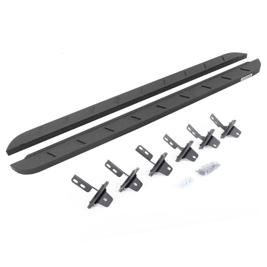 RB10 Slim Line Running Boards With Mounting Brackets Curved Protective Bedliner Coating 2021-2025 Ford Bronco 4 Door Go Rhino
