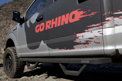 RB10 Running Boards With Mounting Brackets & 2 Pairs of Drop Steps Kit Protective Bedliner Coating 2016-2026 Ford F-150/ F-250/F-350 Go Rhino-3