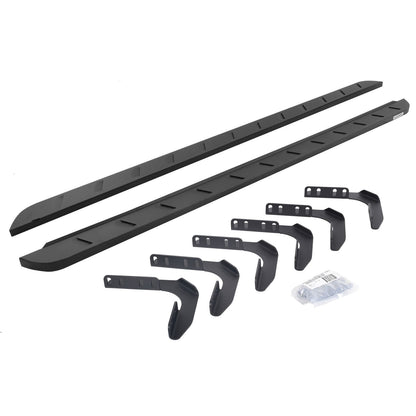 RB10 Slim Line Running Boards With Mounting Brackets Textured Black 1999-2016 Ford F-250/F-350 Extended Cab Go Rhino