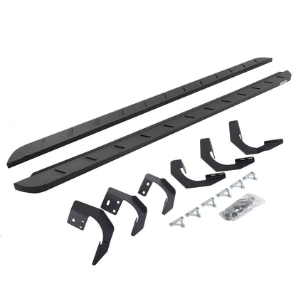 RB10 Slim Line Running Boards With Mounting Brackets Curved Textured Black 2019-2026 Ram 1500 Extended Cab Go Rhino