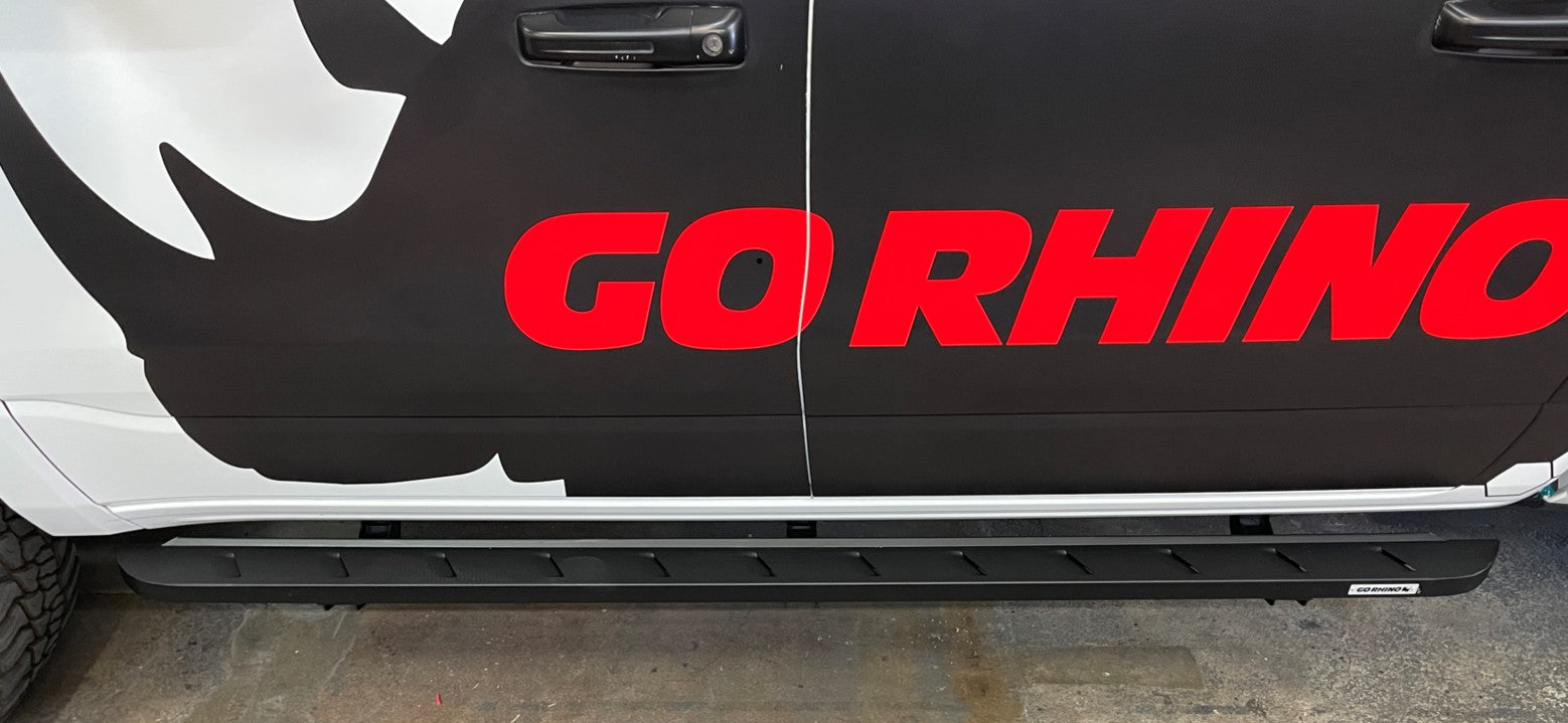 RB10 Slim Line Running Boards With Mounting Brackets Curved Textured Black 2019-2026 Ram 1500 Extended Cab Go Rhino-6