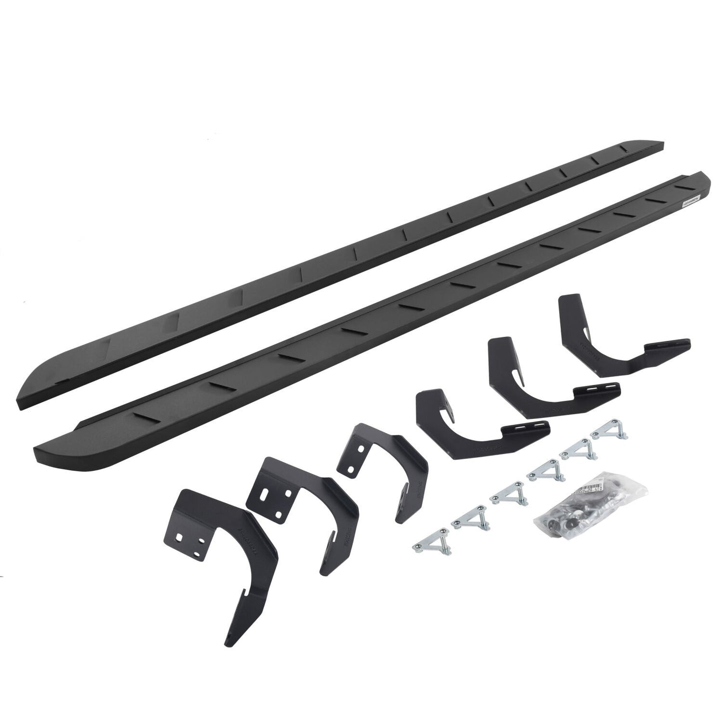 RB10 Slim Line Running Boards With Mounting Brackets Curved Textured Black 2019-2026 Ram 1500 Crew Cab Go Rhino