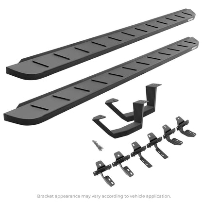 RB10 Running Boards With Mounting Brackets & 2 Pairs of Drop Steps Kit Textured Black For 2017-2026 Ford F-250/F-350 Go Rhino-1