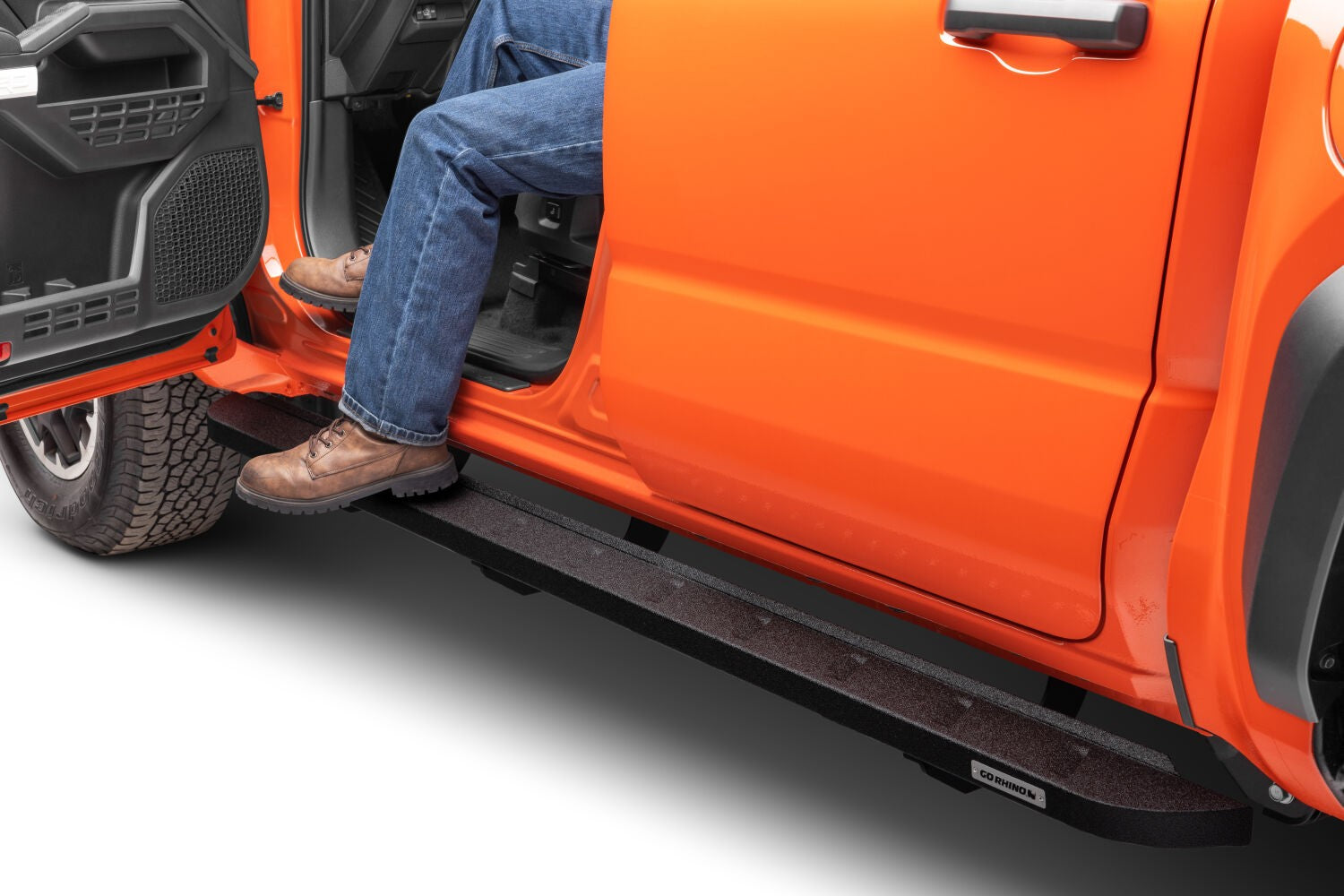 RB10 Slim Line Running Boards with Mounting Brackets Kit Protective Bedliner coating 2024-2026 Toyota Tacoma Go Rhino-14