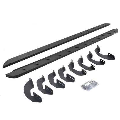 RB10 Slim Line Running Boards With Mounting Brackets Cruved Textured Black 2022-2026 Toyota Tundra Extended Cab Go Rhino