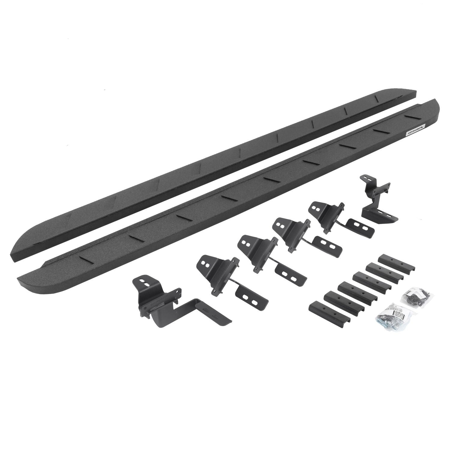 RB10 Slim Line Running Boards With Mounting Brackets Protective Bedliner Coating 2018-2018 Jeep Wrangler JK Go Rhino