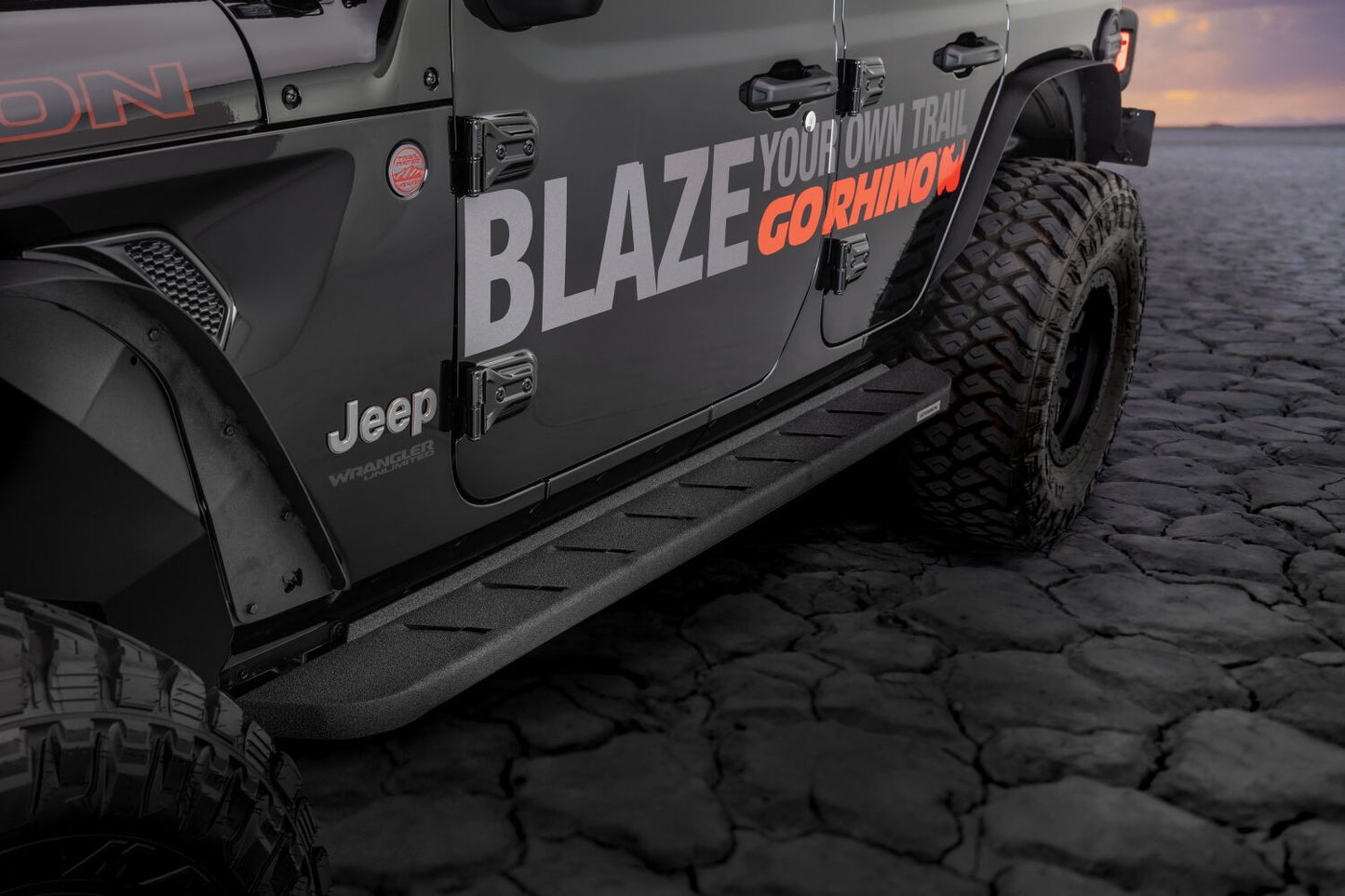 RB10 Running Boards With Mounting Brackets Protective Bedliner Coating 2018-2026 Jeep Wrangler Go Rhino-6