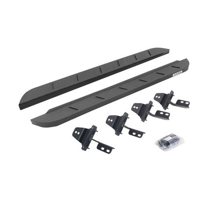 RB10 Slim Line Running Boards With Mounting Brackets Protective Bedliner Coating For 2007-2018 Jeep Wrangler JK Go Rhino