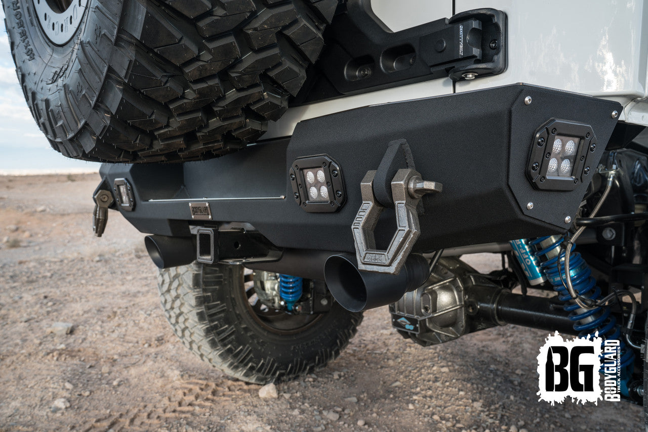 2007-2018 Jeep Wrangler JK Rear Bumper Stubby Reverse Light Cutouts End Cap Light Cutouts Bodyguard Bumpers-1