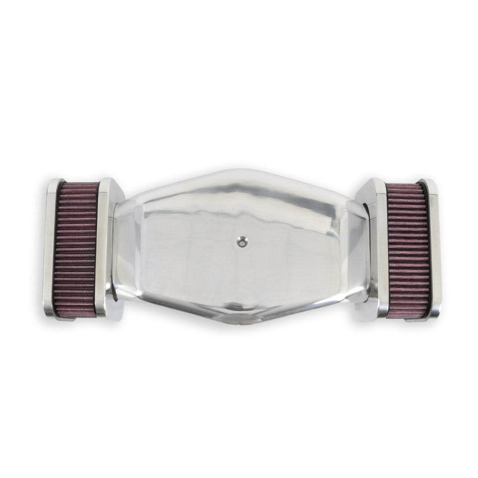 Powercharger Air Cleaner Hi Tek Air Cleaner Assembly, Low Profile, Highly Polished, (7.8 x18.3x3) Holley-2