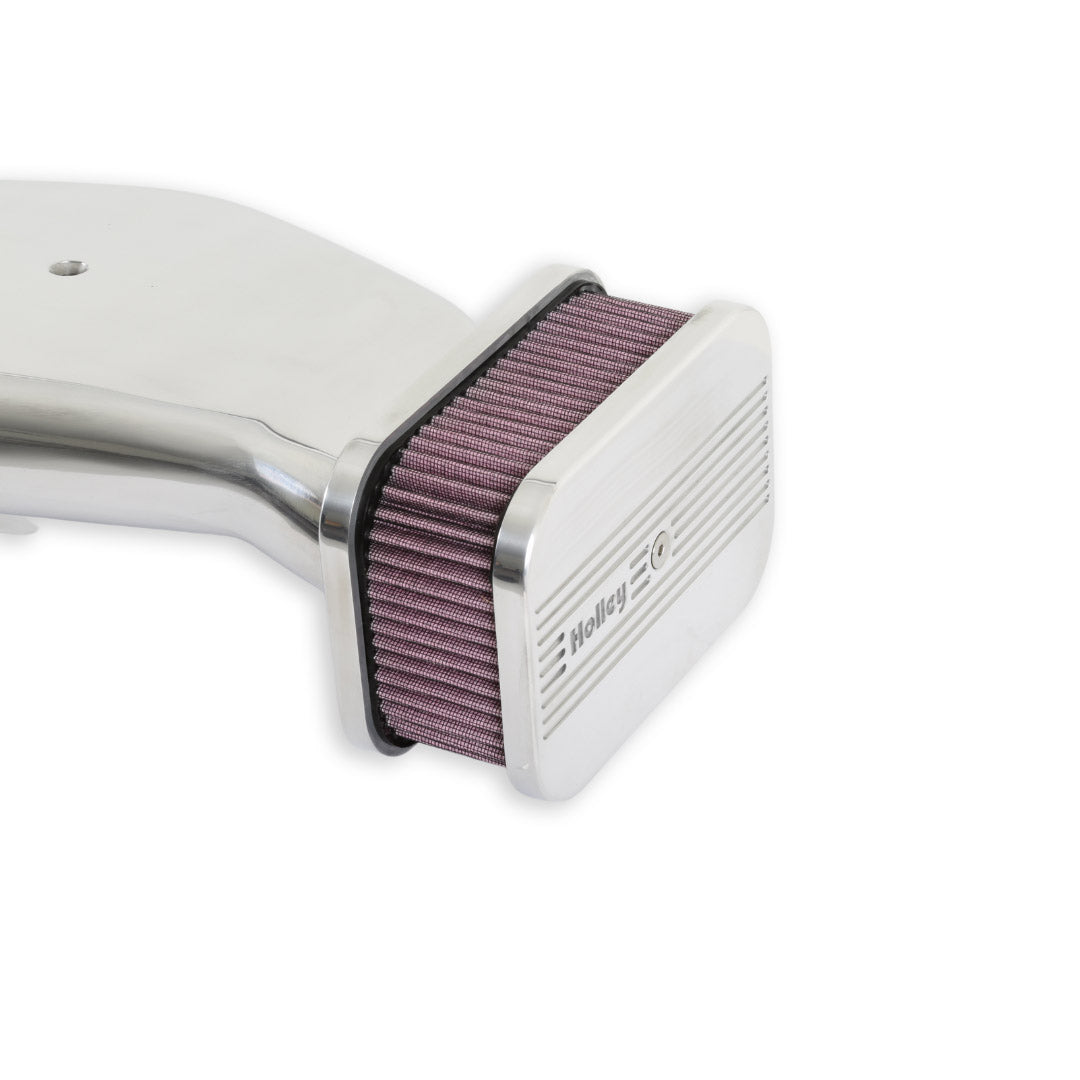 Powercharger Air Cleaner Hi Tek Air Cleaner Assembly, Low Profile, Highly Polished, (7.8 x18.3x3) Holley-3