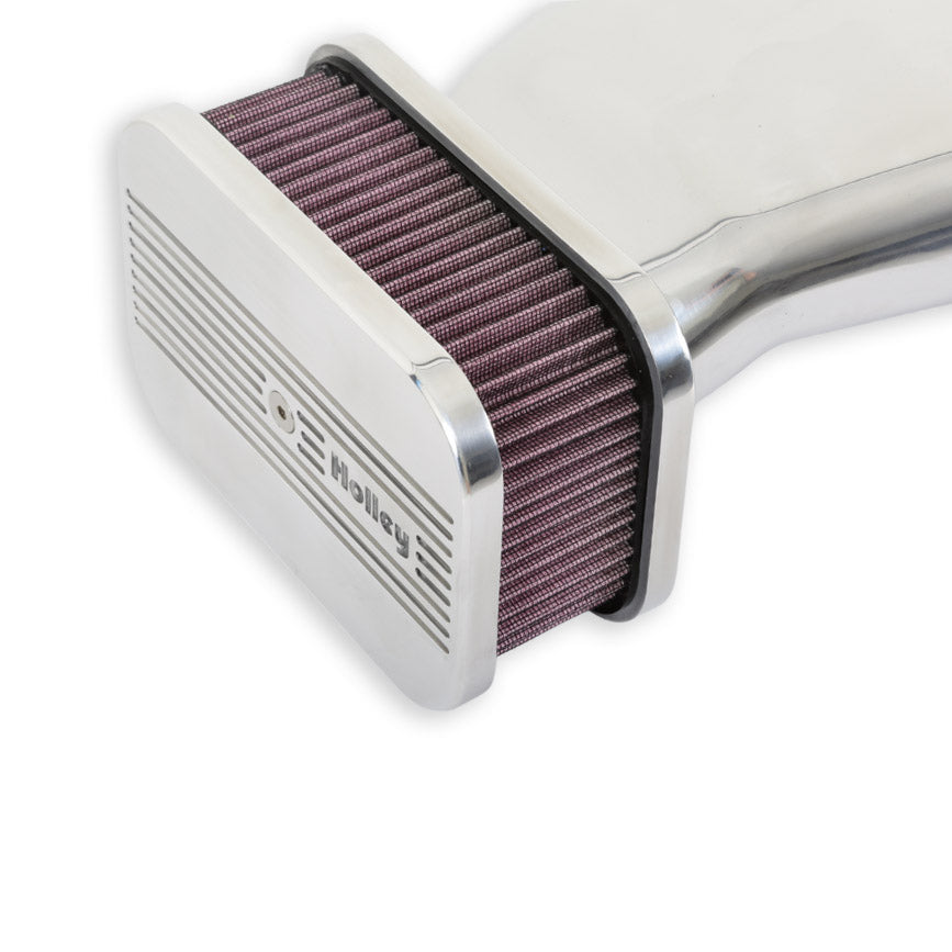 Powercharger Air Cleaner Hi Tek Air Cleaner Assembly, Low Profile, Highly Polished, (7.8 x18.3x3) Holley-4