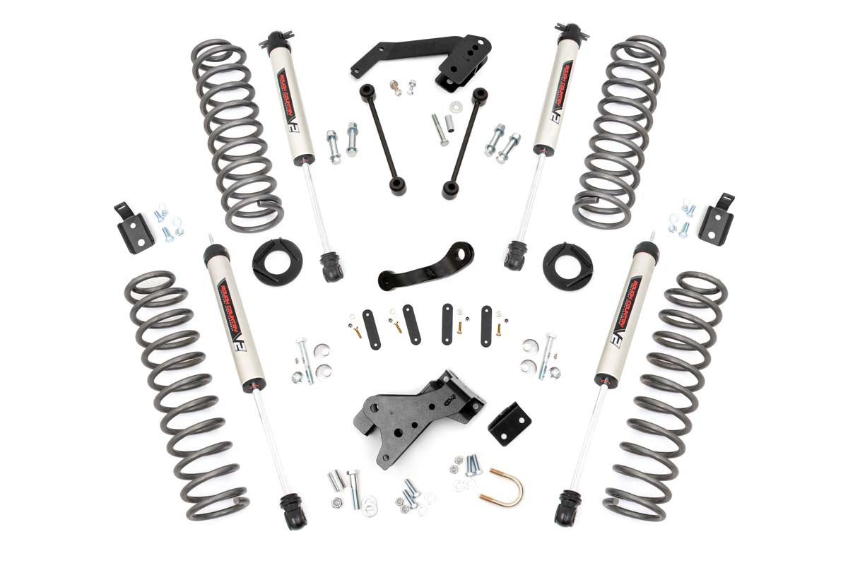 Rough Country 4 Inch Jeep Suspension Lift Kit V2 Monotube Shocks 07-18 Wrangler JK Rough Country