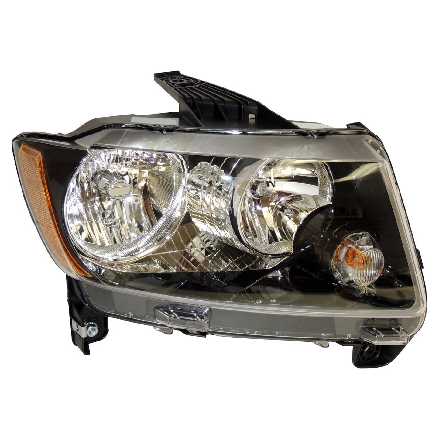 Right Headlight Assy for 11-17 Jeep MK Compass w/ Halogen Bulbs w/ Black Bezel Crown Automotive