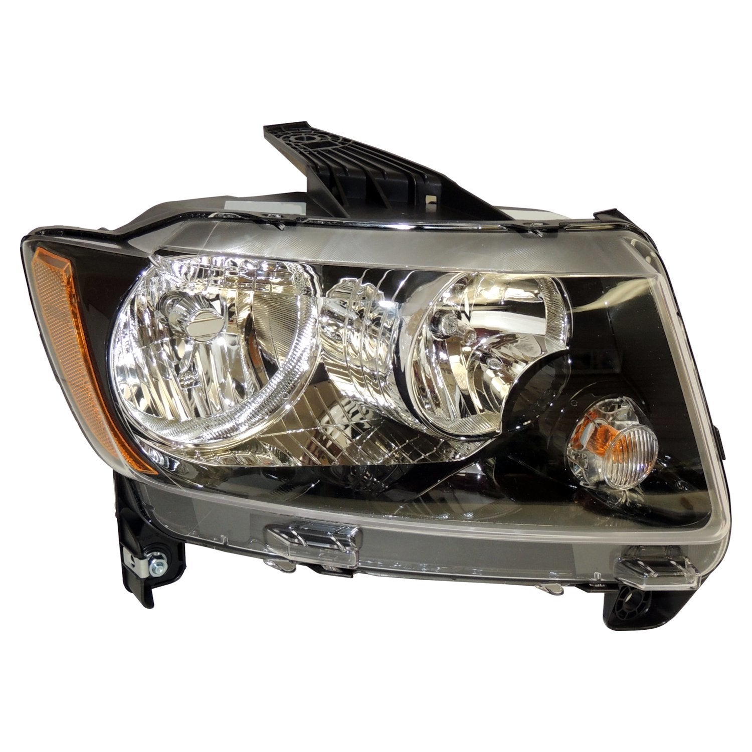 Right Headlight Assy for 11-17 Jeep MK Compass w/ Halogen Bulbs w/ Black Bezel Crown Automotive