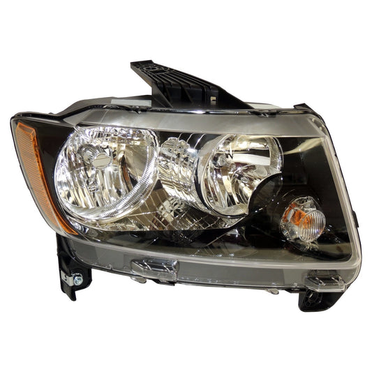 Right Headlight Assy for 11-17 Jeep MK Compass w/ Halogen Bulbs w/ Black Bezel Crown Automotive