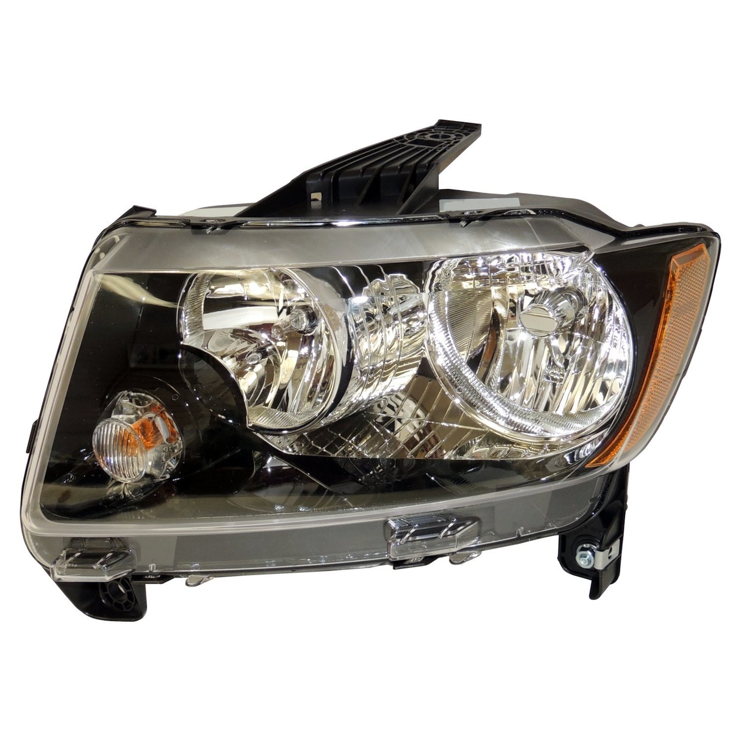 Left Headlight Assy for 11-17 Jeep MK Compass w/ Halogen Bulbs w/ Black Bezel Crown Automotive