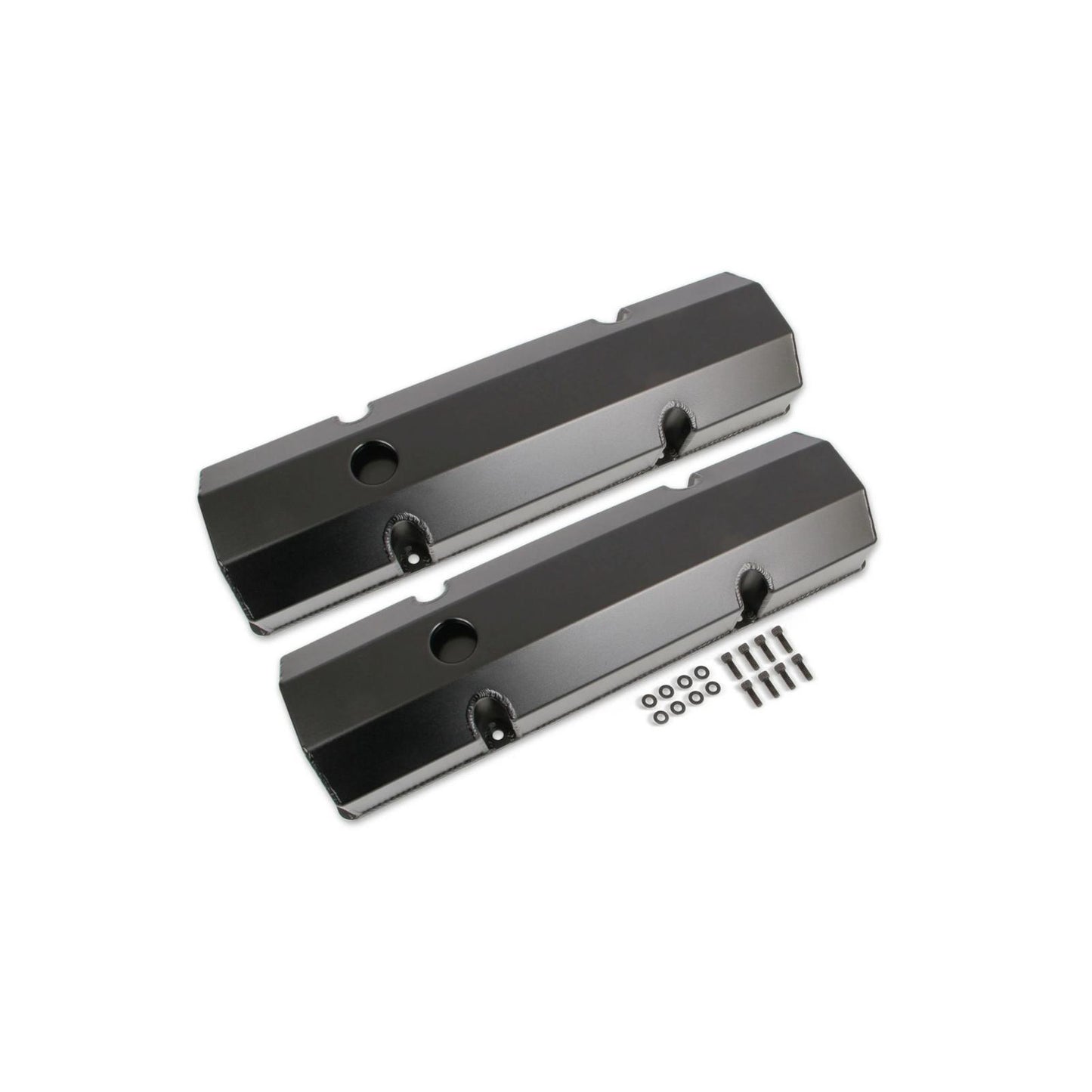 Fabricated Aluminum Valve Covers Black Finish Fits 1960-1986 Chevrolet 262-400 Gen I Small Block Mr Gasket-1