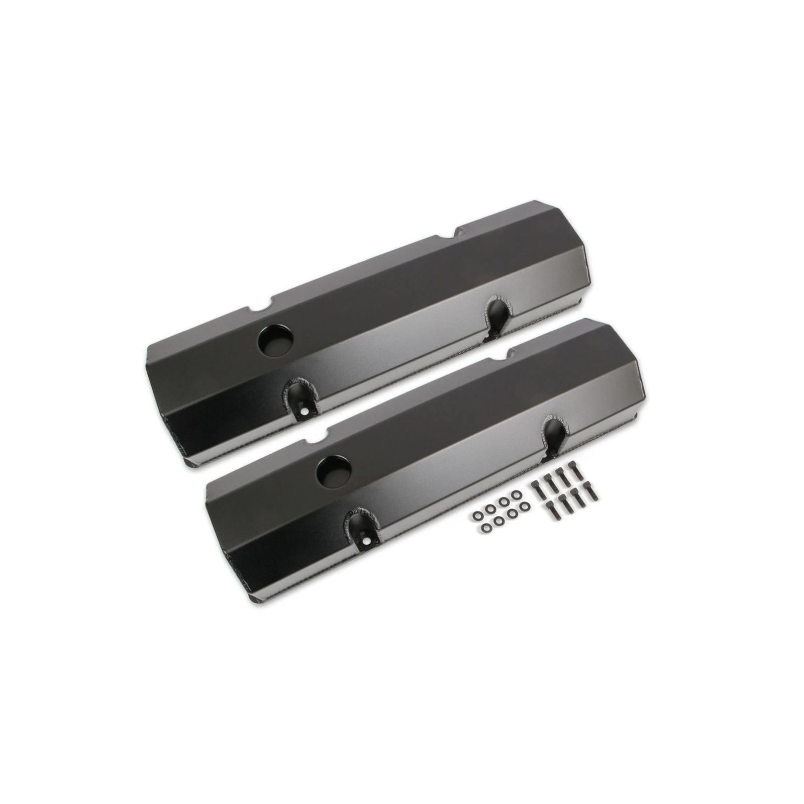 Fabricated Aluminum Valve Covers Black Finish Fits 1960-1986 Chevrolet 262-400 Gen I Small Block Mr Gasket-1