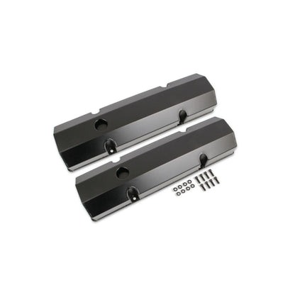 Fabricated Aluminum Valve Covers Black Finish Fits 1960-1986 Chevrolet 262-400 Gen I Small Block Mr Gasket-1