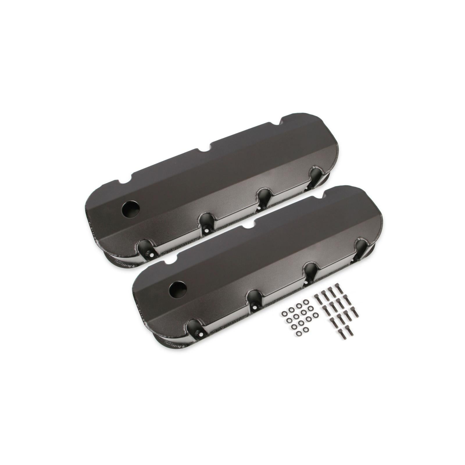 Fabricated Aluminum Valve Covers Black Finish Fits 1965-2000 Chevrolet 396-454 Short Bolt BBC Mr Gasket-1