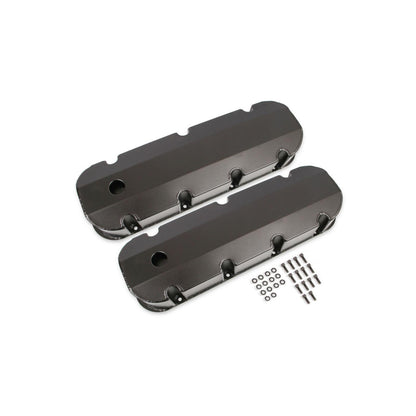 Fabricated Aluminum Valve Covers Black Finish Fits 1965-2000 Chevrolet 396-454 Short Bolt BBC Mr Gasket-1