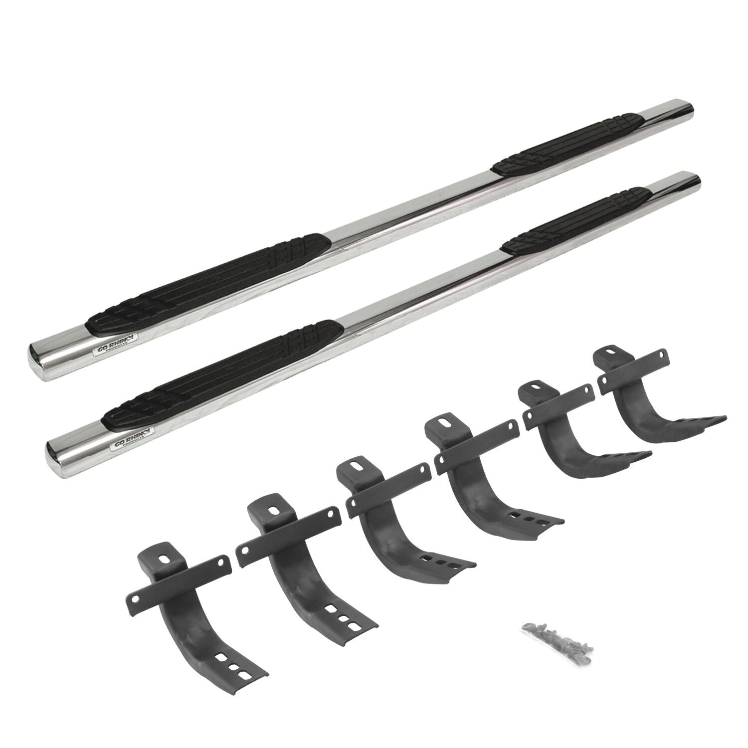 4 Inch OE Xtreme SideSteps With Mounting Bracket Kit Polished Stainless Steel 2021-2025 Ford Bronco Go Rhino