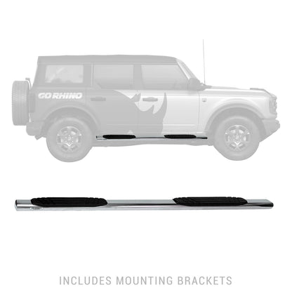 4 Inch OE Xtreme SideSteps With Mounting Bracket Kit Polished Stainless Steel 2021-2025 Ford Bronco Go Rhino-3