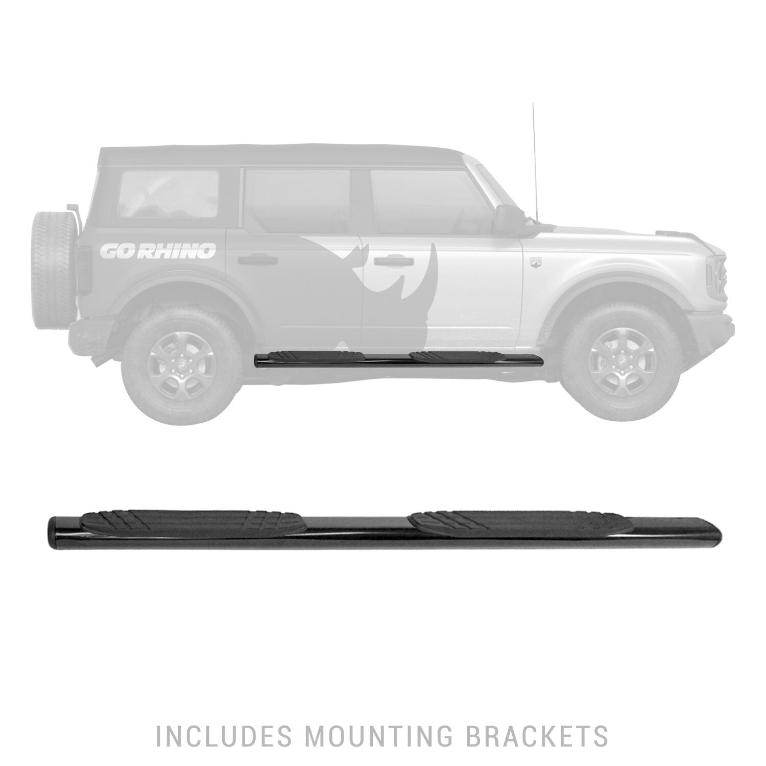4 Inch OE Xtreme SideSteps With Mounting Bracket Kit Textured Black 2021-2025 Ford Bronco Go Rhino-3