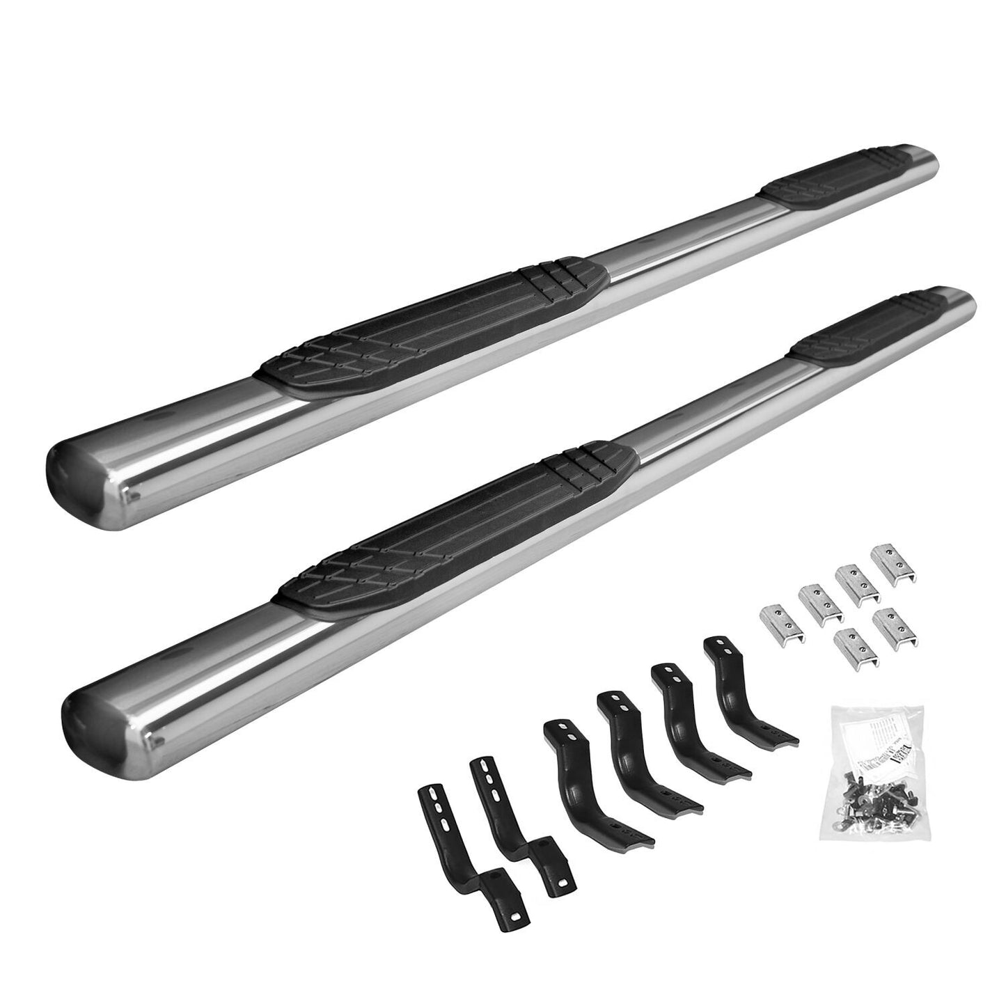 4 Inch OE Xtreme SideSteps With Mounting Bracket Kit Polished Stainless Steel 2007-2021 Toyota Tundra Go Rhino-1