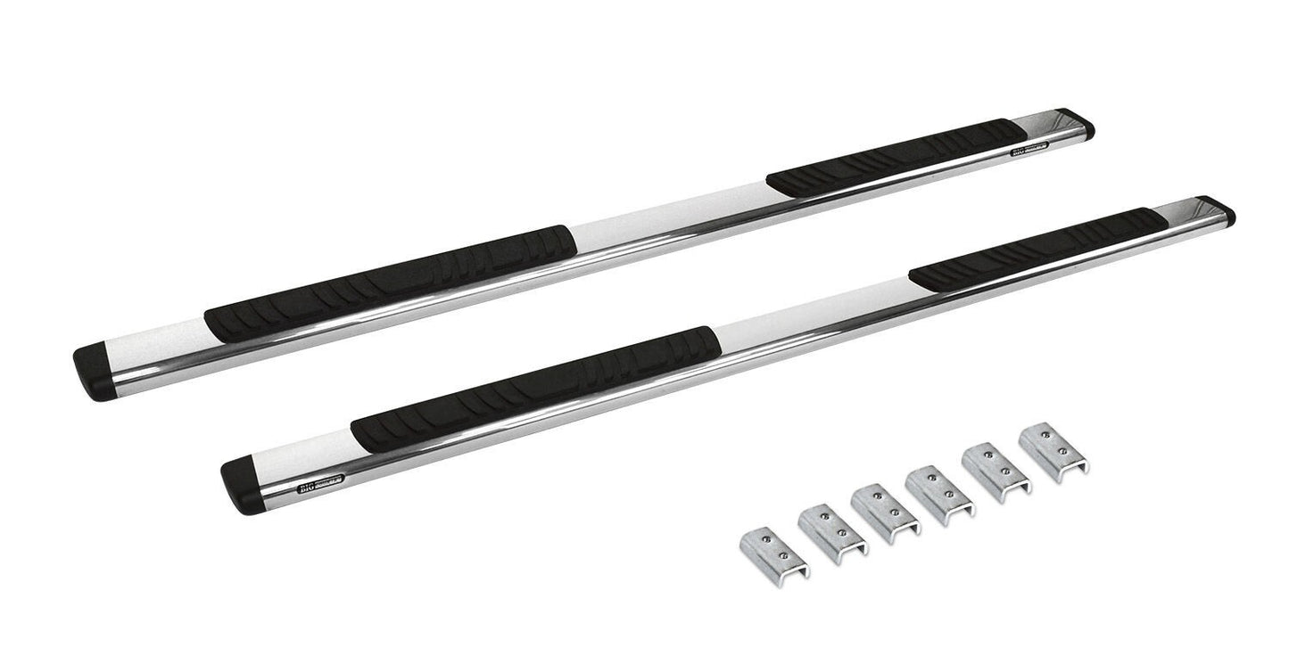 5 Inch OE Xtreme Low Profile Side Steps with Mounting Brackets Kit Polished Stainless Steel 2007-2013 Silverado/Sierra 1500 Go Rhino