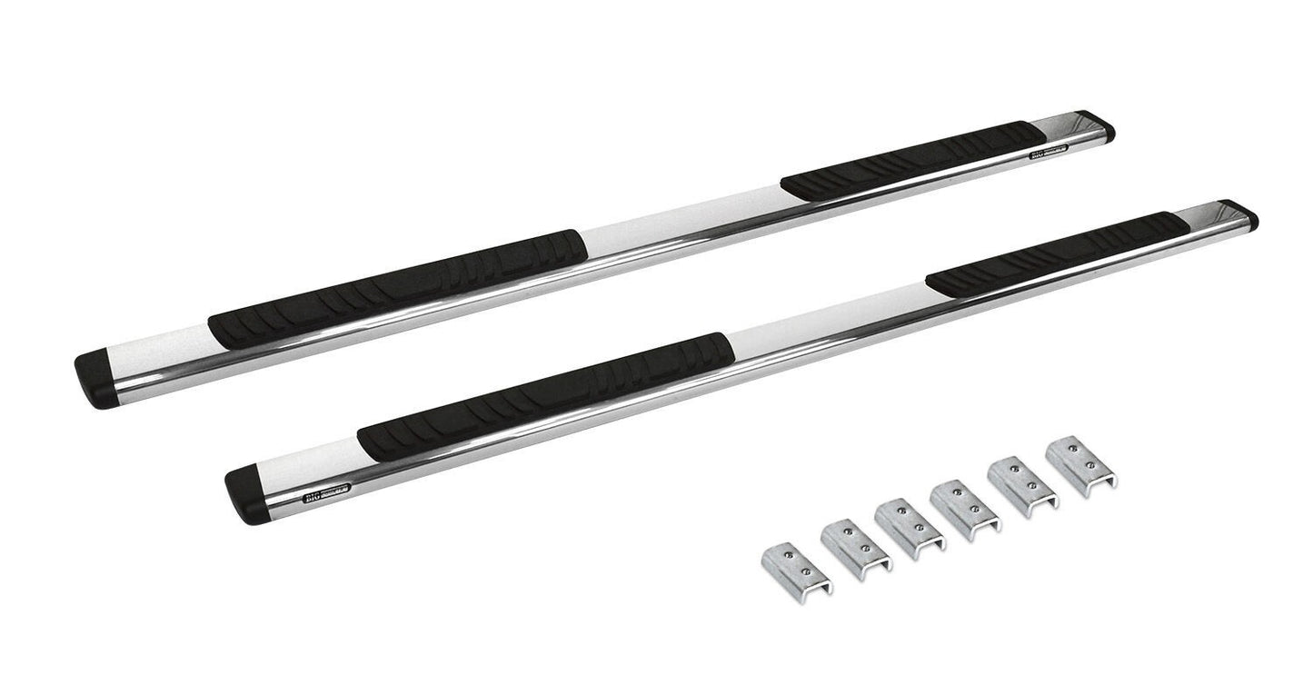 5 Inch OE Xtreme Low Profile SideSteps With Mounting Bracket Kit Polished Stainless Steel 2007-2018 Silverado/Sierra 1500/2500 HD Go Rhino-1