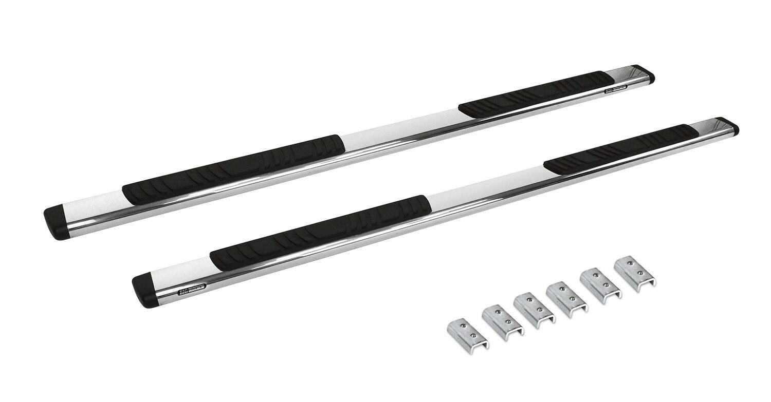 5 Inch OE Xtreme Low Profile SideSteps With Mounting Bracket Kit Polished Stainless Steel 2007-2018 Silverado/Sierra 1500/2500 HD Go Rhino-1