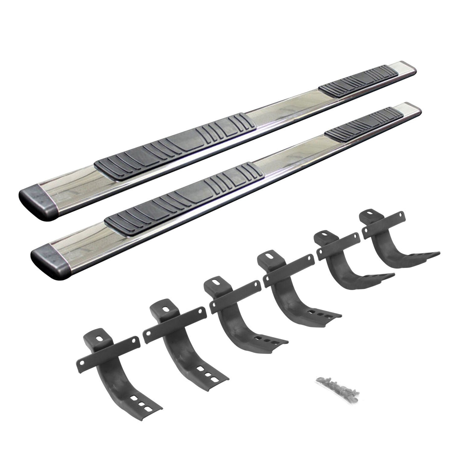 5 Inch OE Xtreme Low Profile SideSteps With Mounting Bracket Kit Polished Stainless Steel 2021-2025 Ford Bronco Go Rhino-2