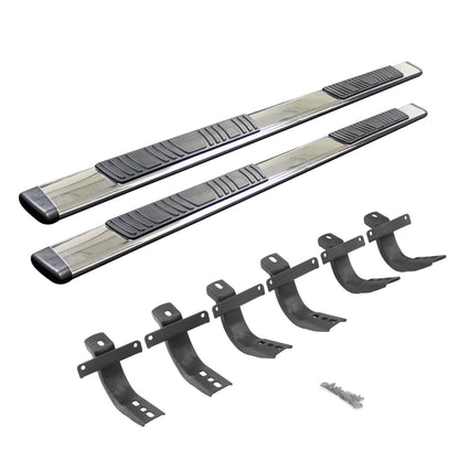 5 Inch OE Xtreme Low Profile SideSteps With Mounting Bracket Kit Polished Stainless Steel 2021-2025 Ford Bronco Go Rhino-2