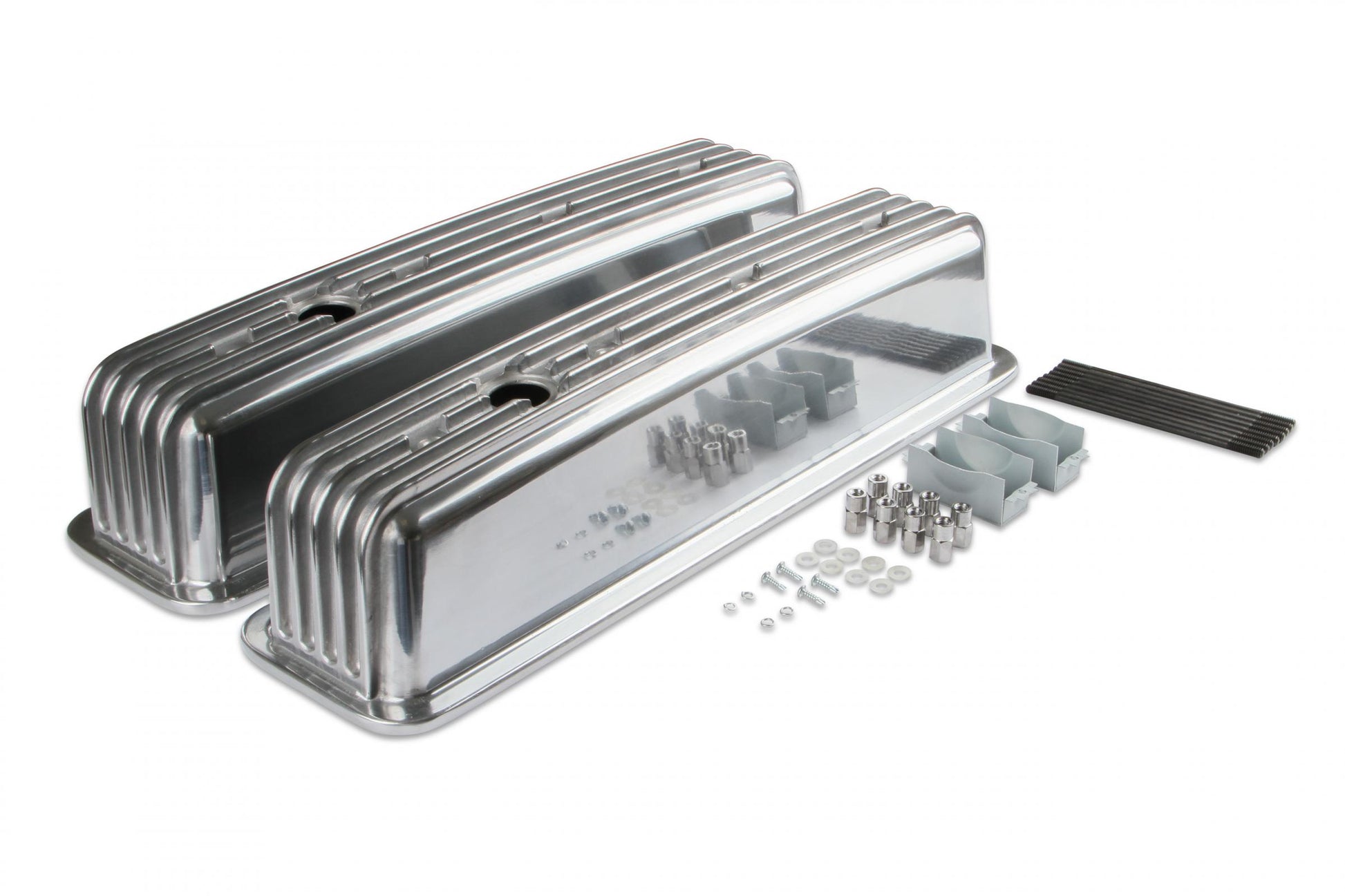 Cast Aluminum Ball Milled Center Bolt Valve Covers Polished Fits 1987-1997 Chevrolet 305/350 Small Block Mr Gasket