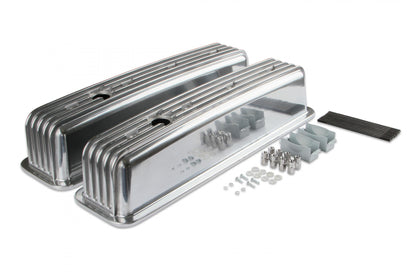 Cast Aluminum Ball Milled Center Bolt Valve Covers Polished Fits 1987-1997 Chevrolet 305/350 Small Block Mr Gasket