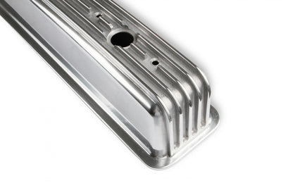 Cast Aluminum Ball Milled Center Bolt Valve Covers Polished Fits 1987-1997 Chevrolet 305/350 Small Block Mr Gasket-2