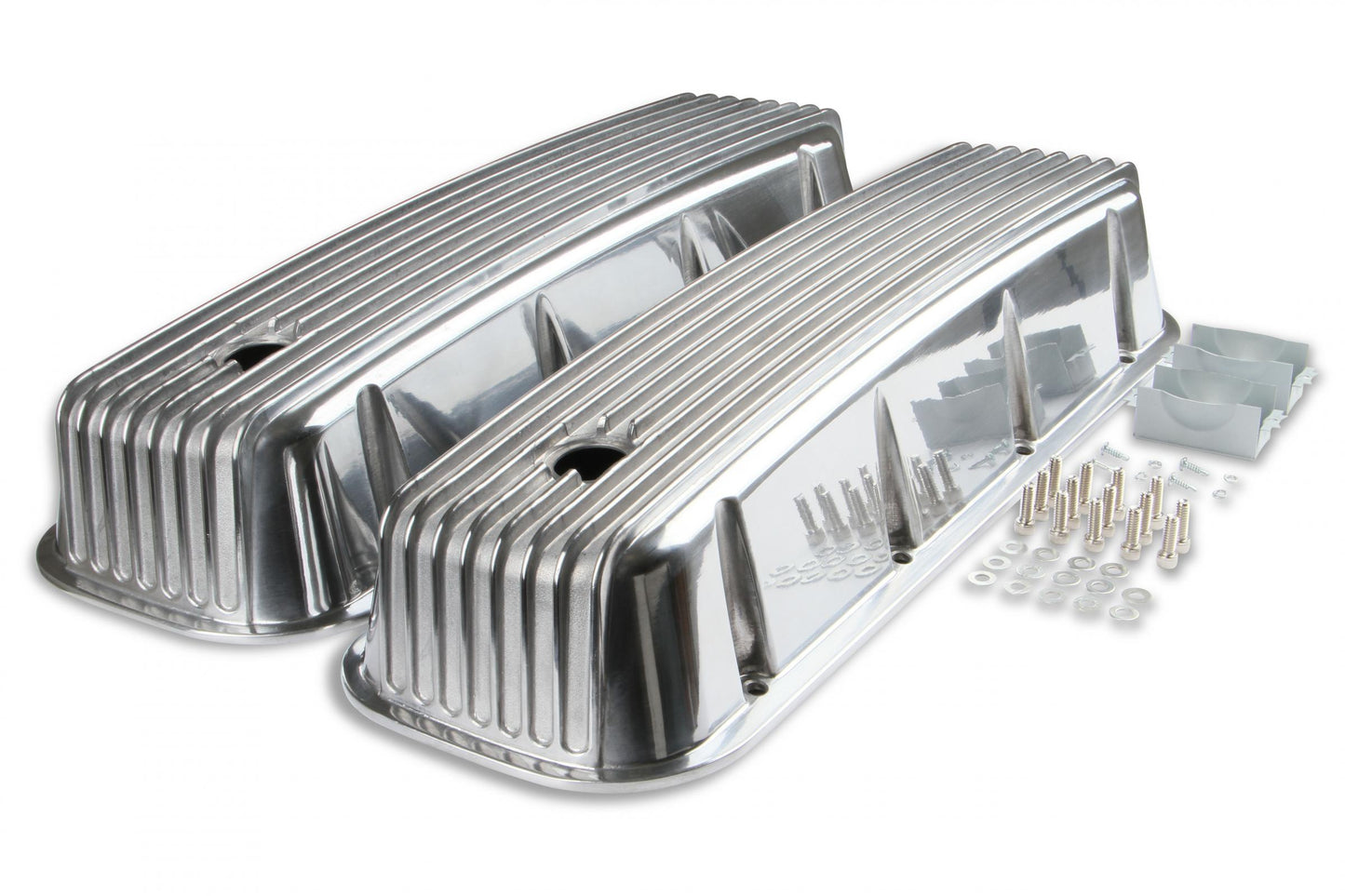 Cast Aluminum Tall Valve Covers Polished Finned Fits 1965-2000 Chevrolet 396-454 Big Block Mr Gasket
