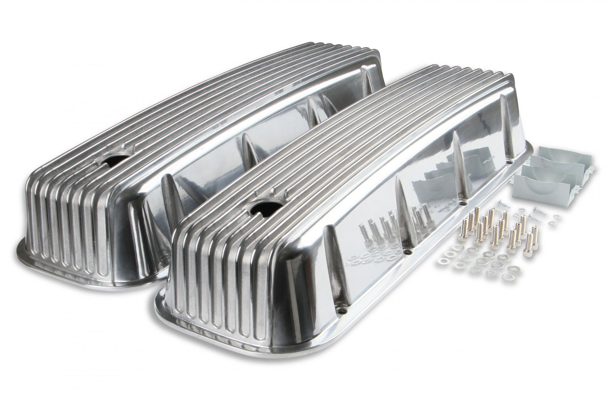 Cast Aluminum Tall Valve Covers Polished Finned Fits 1965-2000 Chevrolet 396-454 Big Block Mr Gasket