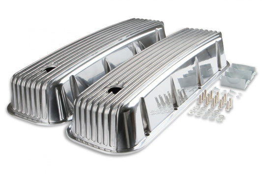Cast Aluminum Tall Valve Covers Polished Finned Fits 1965-2000 Chevrolet 396-454 Big Block Mr Gasket