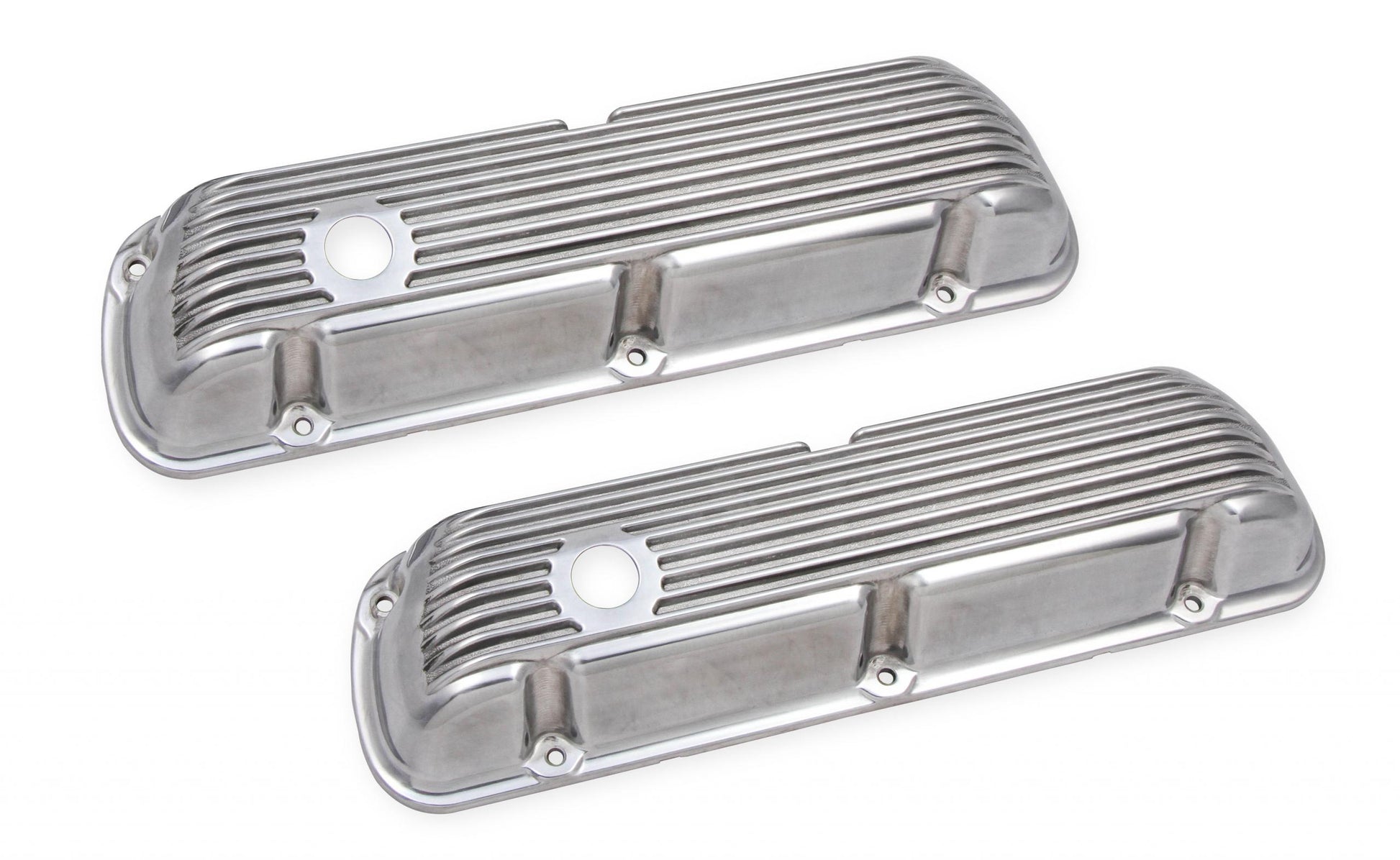 Cast Aluminum Valve Covers Pair Polished Fits 1962-1985 Ford 221-351W Small Block Mr Gasket