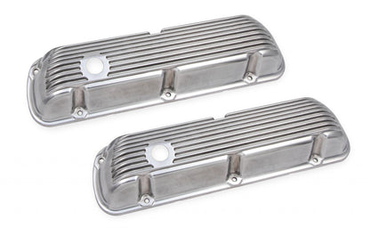 Cast Aluminum Valve Covers Pair Polished Fits 1962-1985 Ford 221-351W Small Block Mr Gasket