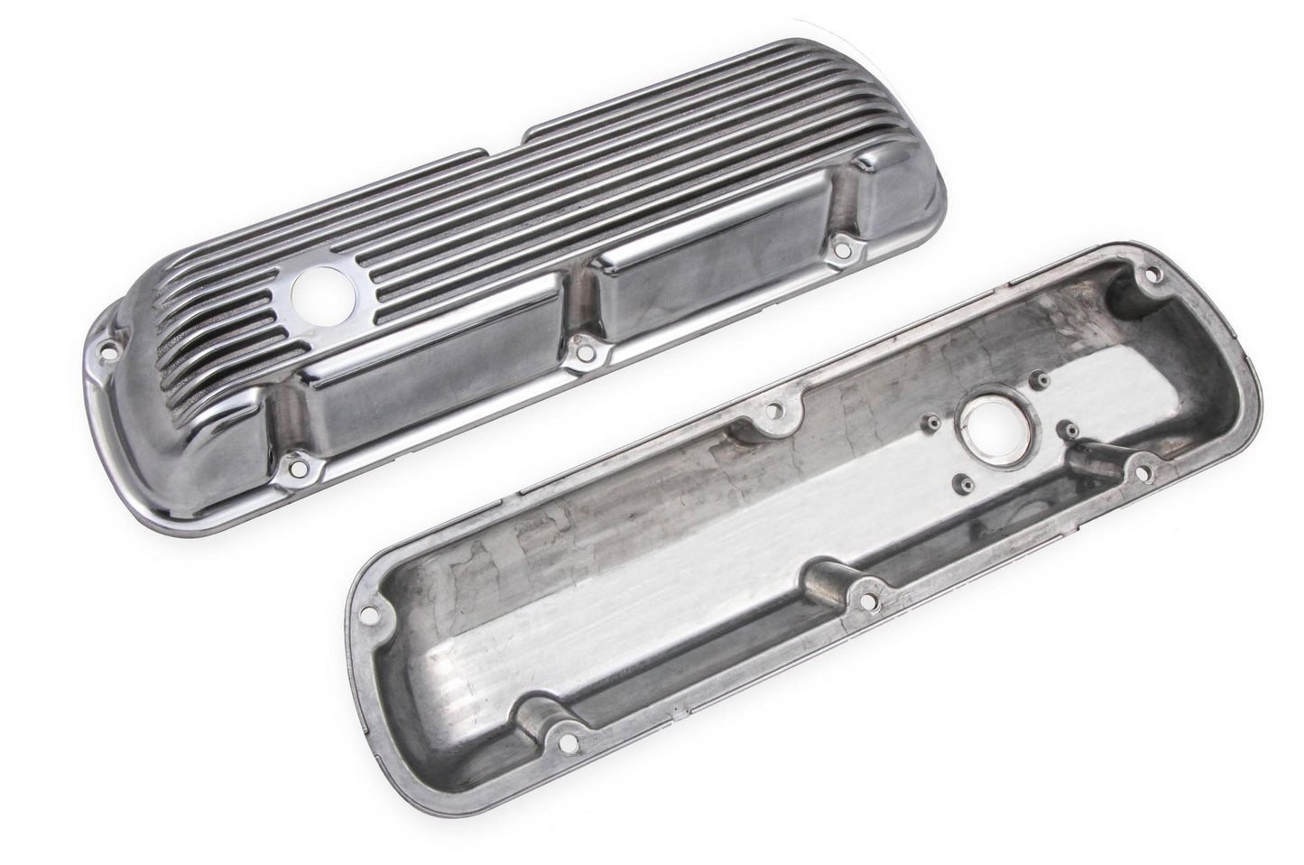 Cast Aluminum Valve Covers Pair Polished Fits 1962-1985 Ford 221-351W Small Block Mr Gasket-4