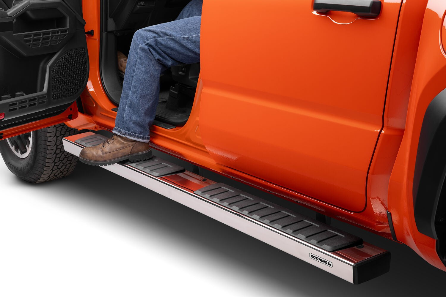 6 Inch OE Xtreme II Side Steps with Mounting Brackets Kit Polished Stainless Steel 2024-2026 Toyota Tacoma Go Rhino-3