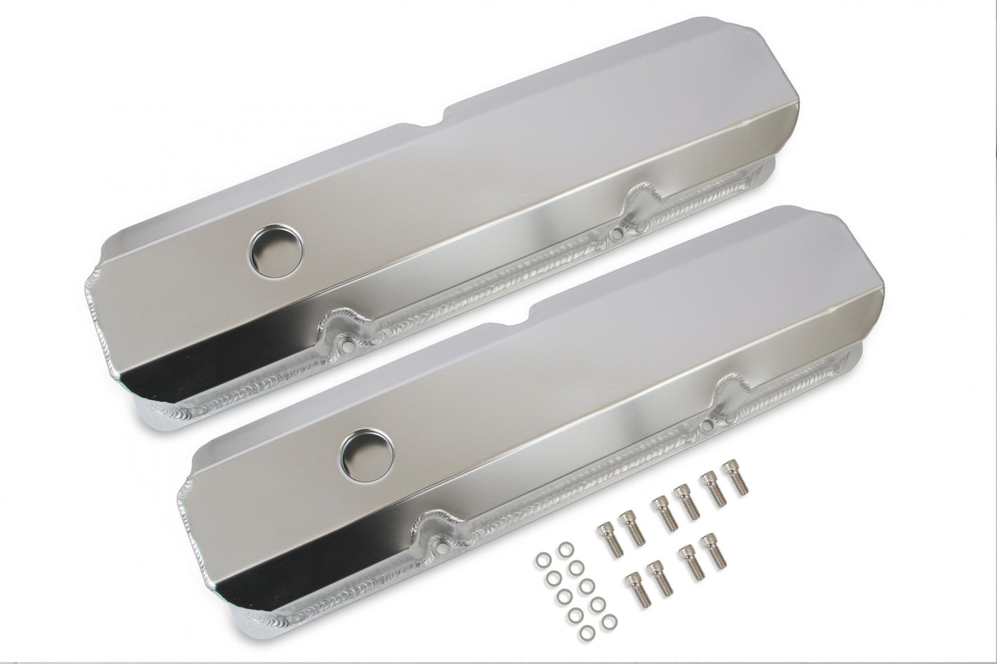 Fabricated Aluminum Valve Covers Silver Finish Fits 1958-1976 Ford 332-428 FE Engines Mr Gasket-1