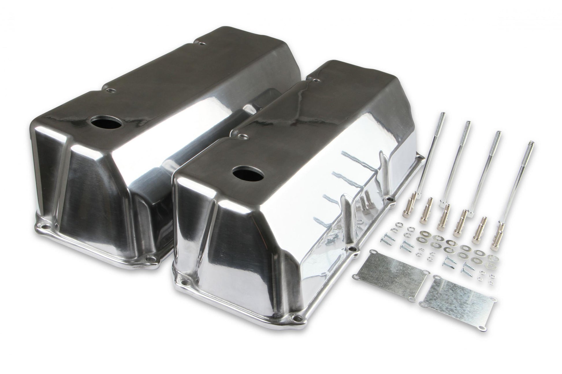 Cast Aluminum Tall Valve Covers Polished Fits 1971-1982 Ford 351C, 351/400M Mr Gasket